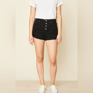 Mudd FLX Mid Rise Distressed Classic Black Hem 4” Inseam Denim Shorts Size 9